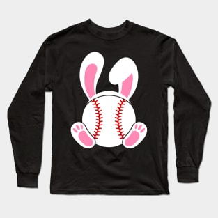 Baseball Easter bunny with rabbit ears bunny feet Long Sleeve T-Shirt